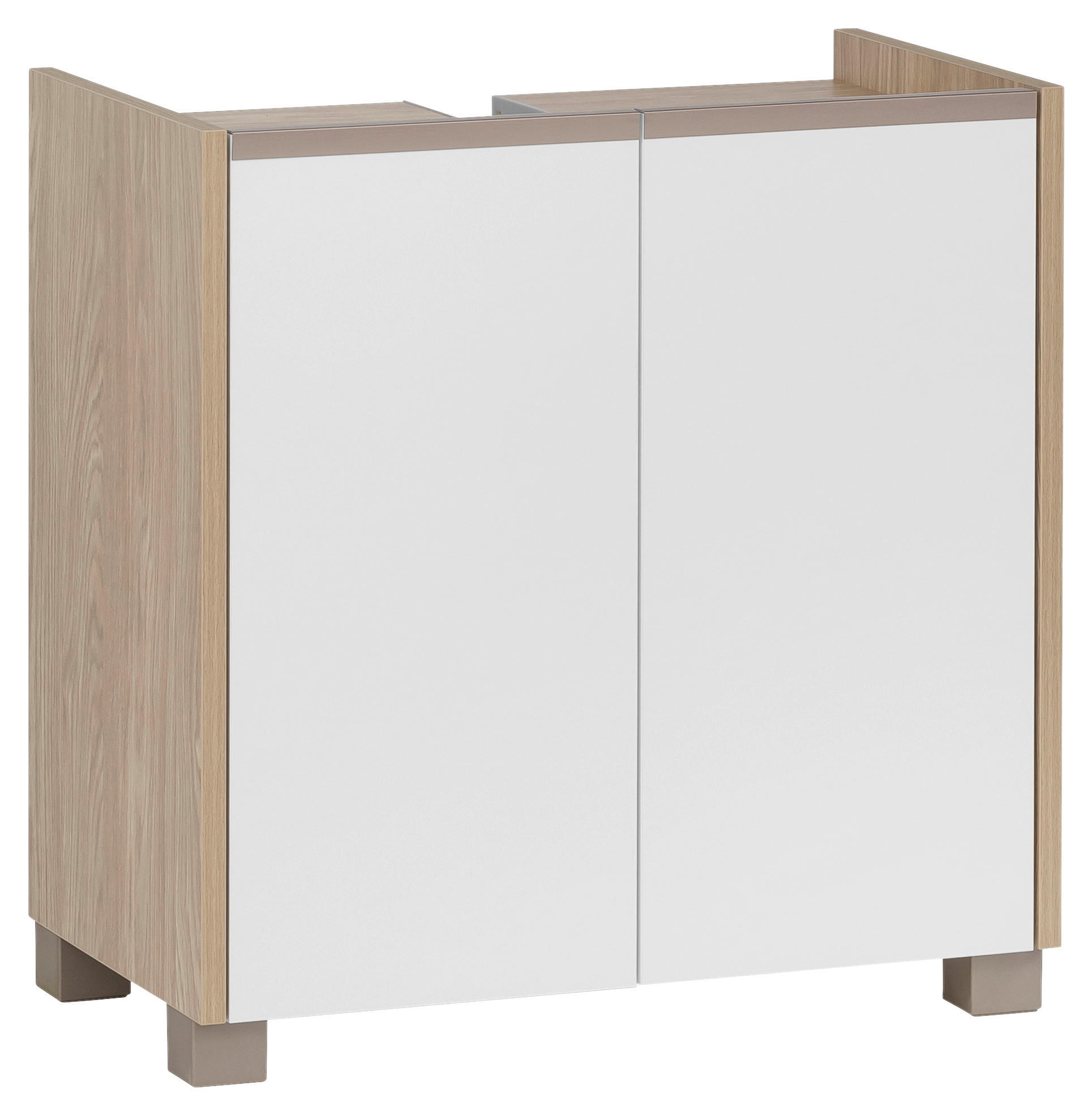 WASCHBECKENUNTERSCHRANK 56,9/58,9/33 cm  - Edelstahlfarben/Eichefarben, MODERN, Holzwerkstoff/Kunststoff (56,9/58,9/33cm) - MID.YOU