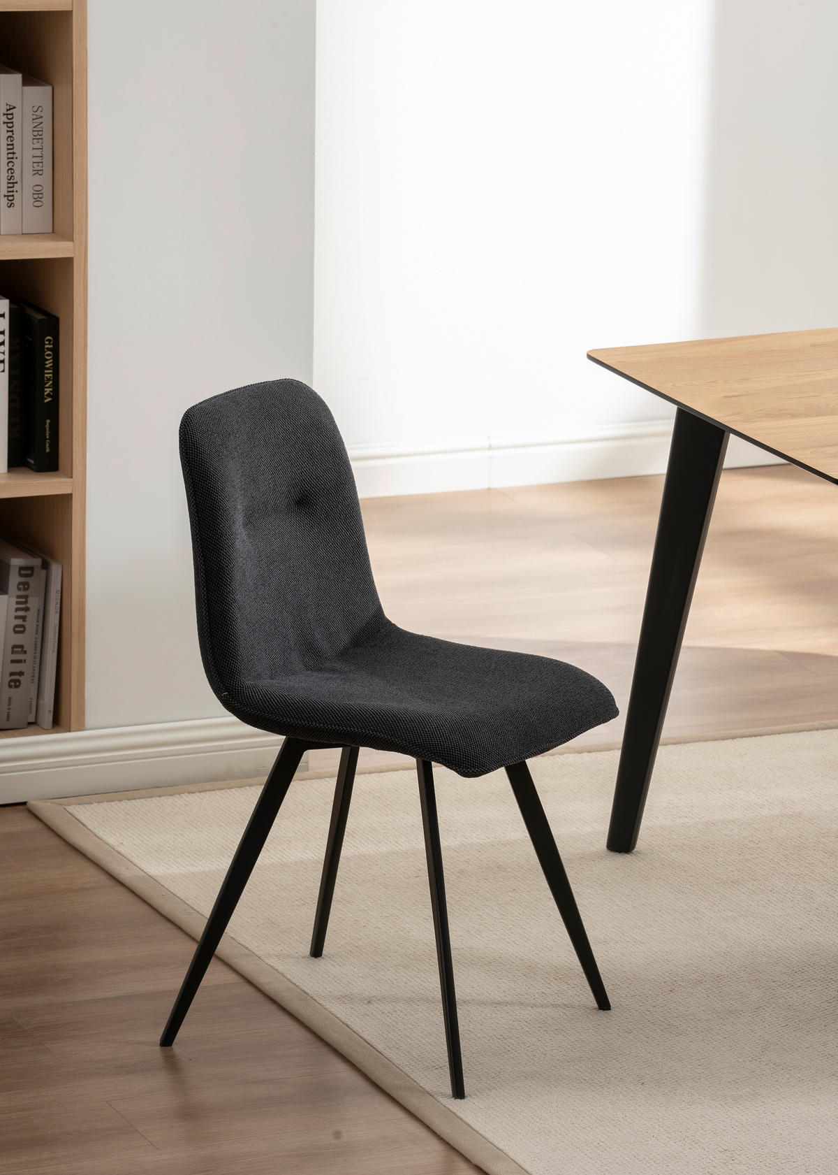 TISCHGRUPPE Holz, Metall, Textil, Holzwerkstoff Schwarz, Eichefarben  - Eichefarben/Schwarz, Basics, Holz/Holzwerkstoff (46/160-200/89/76/55/90cm) - Livetastic