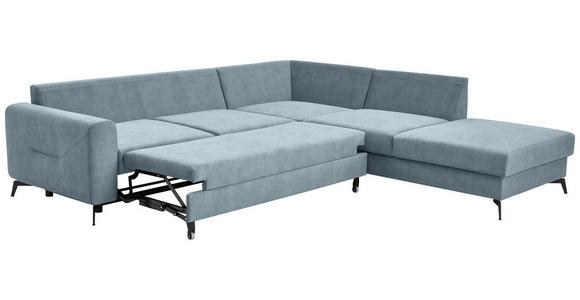 ECKSOFA Hellblau Chenille  - Schwarz/Hellblau, KONVENTIONELL, Textil/Metall (275/257cm) - Carryhome