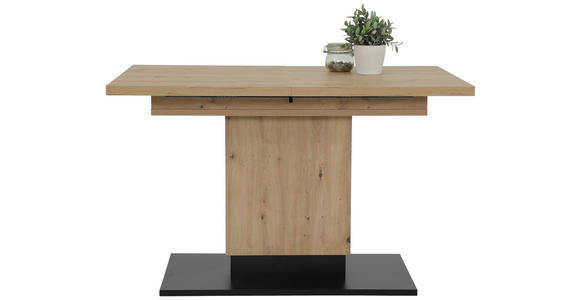 ESSTISCH Schwarz, Eiche Artisan rechteckig ausziehbar - Schwarz/Eiche Artisan, KONVENTIONELL, Holzwerkstoff (120-180/80/76cm) - Carryhome