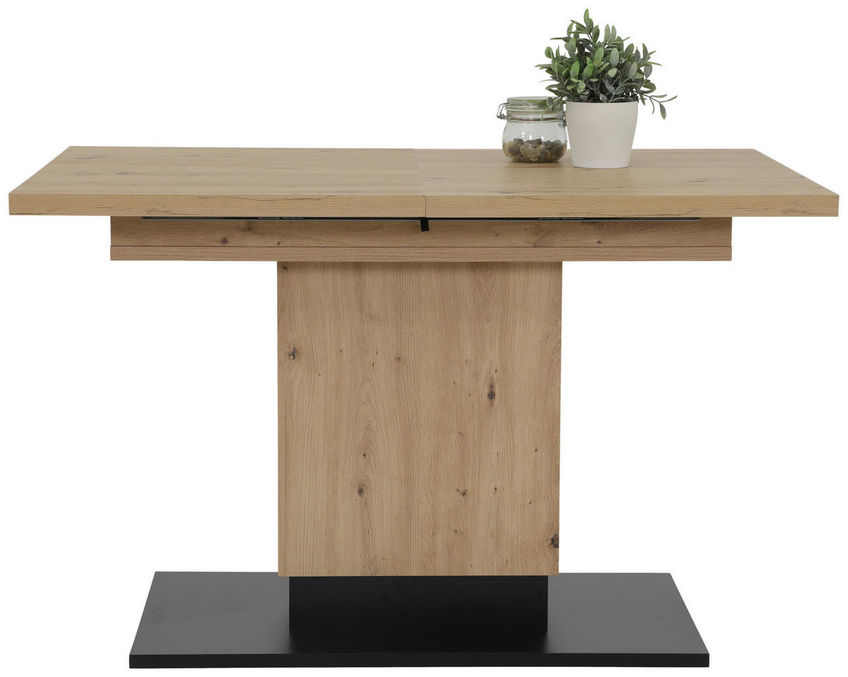 ESSTISCH Schwarz, Eiche Artisan rechteckig  ausziehbar  - Schwarz/Eiche Artisan, KONVENTIONELL, Holzwerkstoff (120-180/80/76cm) - Carryhome