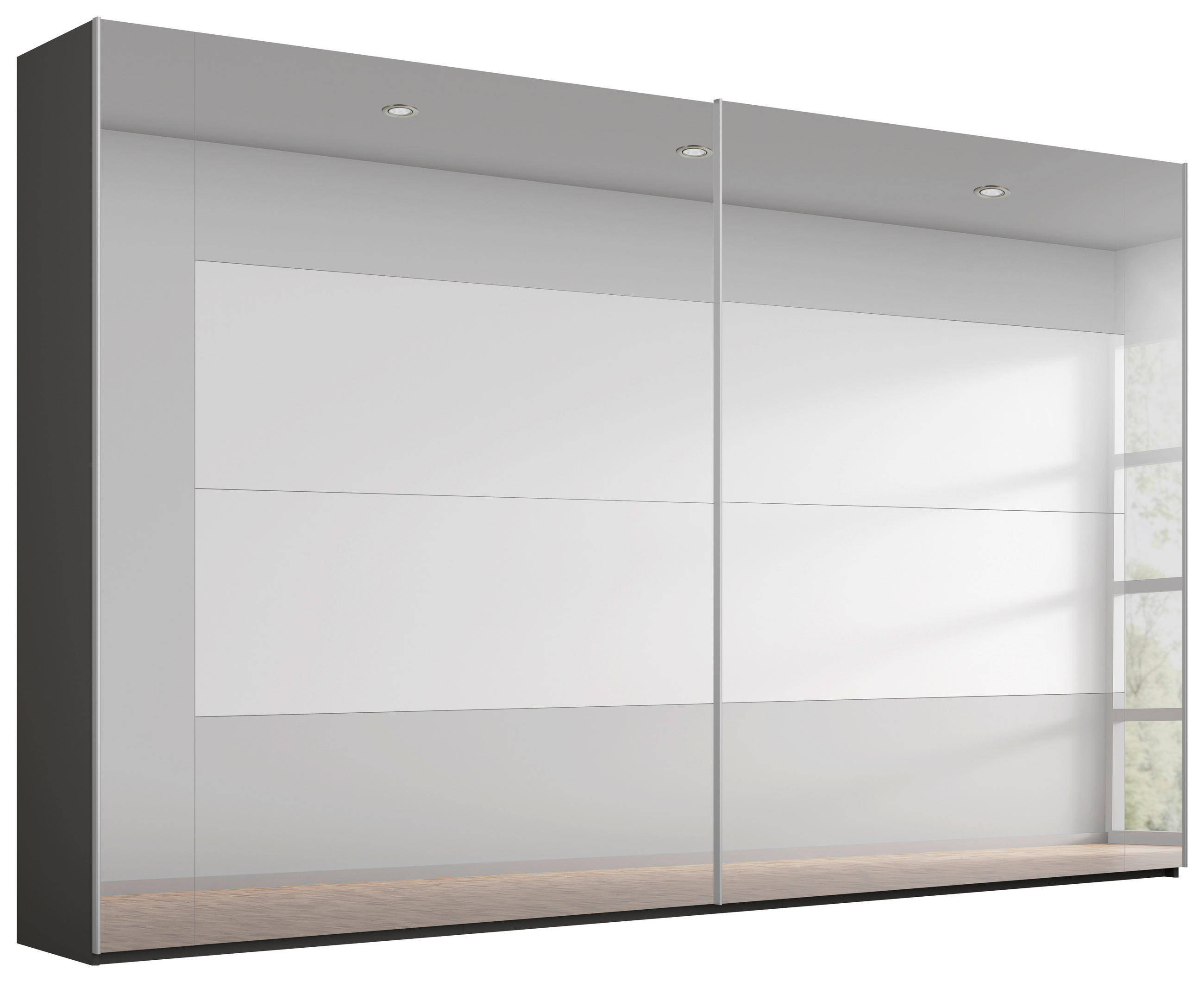 SCHWEBETÜRENSCHRANK Graphitfarben, Grau  - Graphitfarben/Grau, Design, Glas/Holzwerkstoff (316/223/68cm) - Xora