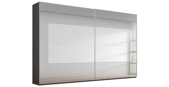 SCHWEBETÜRENSCHRANK  in Graphitfarben, Grau  - Graphitfarben/Grau, Design, Glas/Holzwerkstoff (316/235/68cm) - Xora