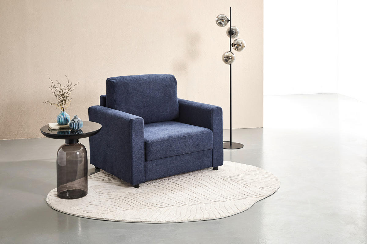 SCHLAFSESSEL Webstoff Dunkelblau    - Schwarz/Dunkelblau, KONVENTIONELL, Textil (104/85/90cm) - Xora