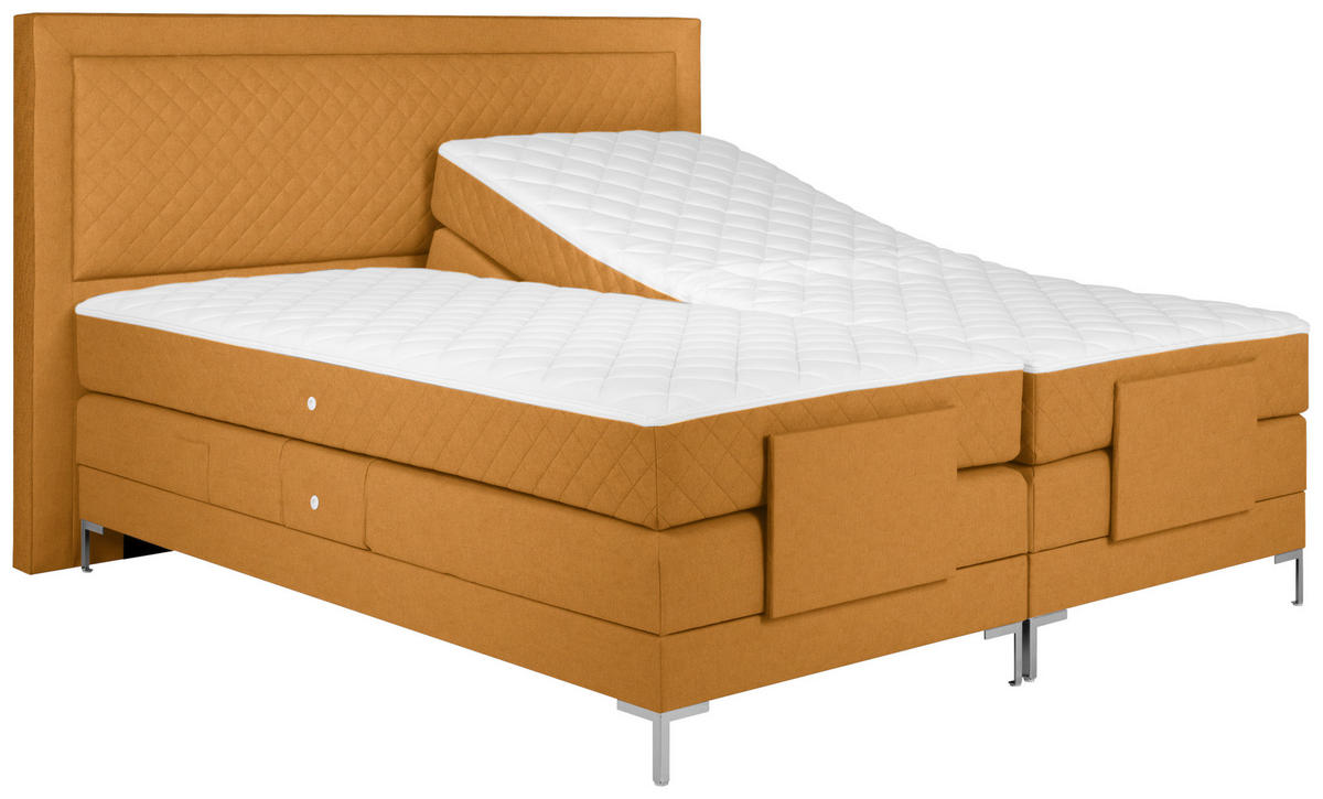 BOXSPRINGBETT 180/200 cm  in Orange  - Alufarben/Orange, Design, Textil/Metall (180/200cm) - Welnova