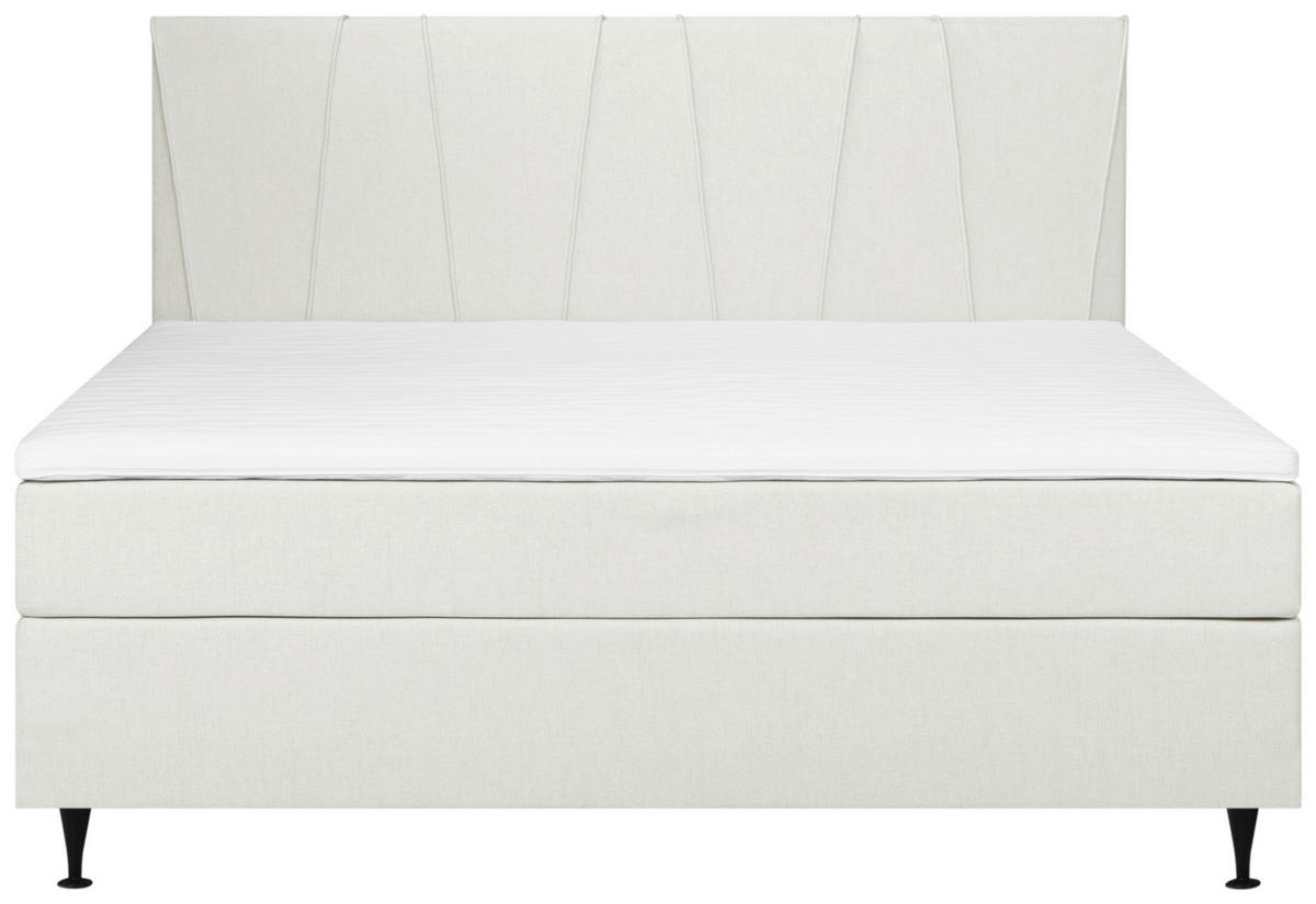 BOXSPRING-ÁGY 140/200 cm  krémszínű  - krémszínű/fekete, Modern, textil (140/200cm) - MID.YOU