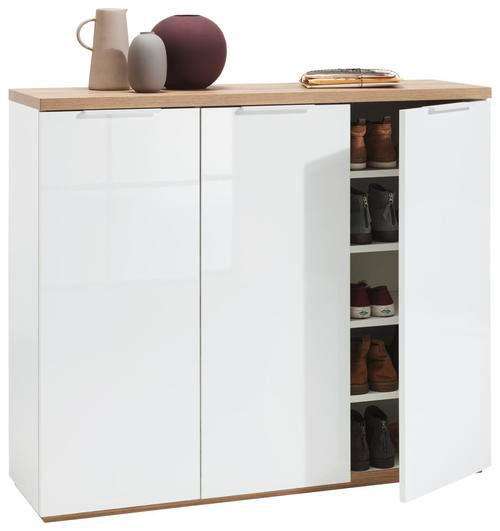 OMARA ZA ČEVLJE bela, barve hrasta - barve hrasta/bela, Moderno, kovina/leseni material (120/102,3/35cm) - Carryhome