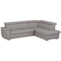 SEDACÍ SOUPRAVA, kůže, textil, platinová - barvy stříbra/platinová, dřevo/textil (262/211cm) - Celina Home