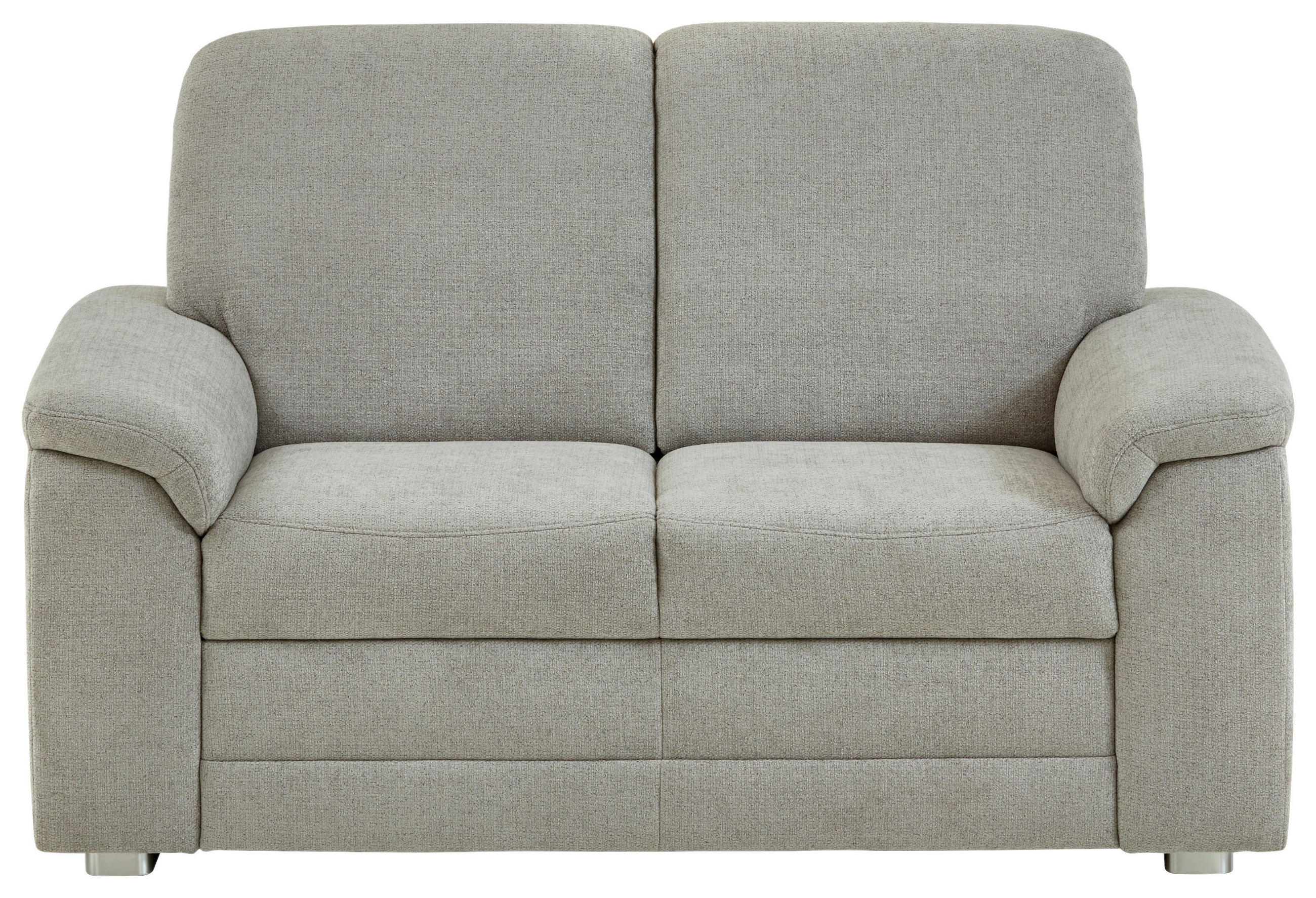 2-SITZER-SOFA Chenille Hellgrau  - Hellgrau/Alufarben, Konventionell, Textil/Metall (156/96/89cm) - Beldomo Comfort