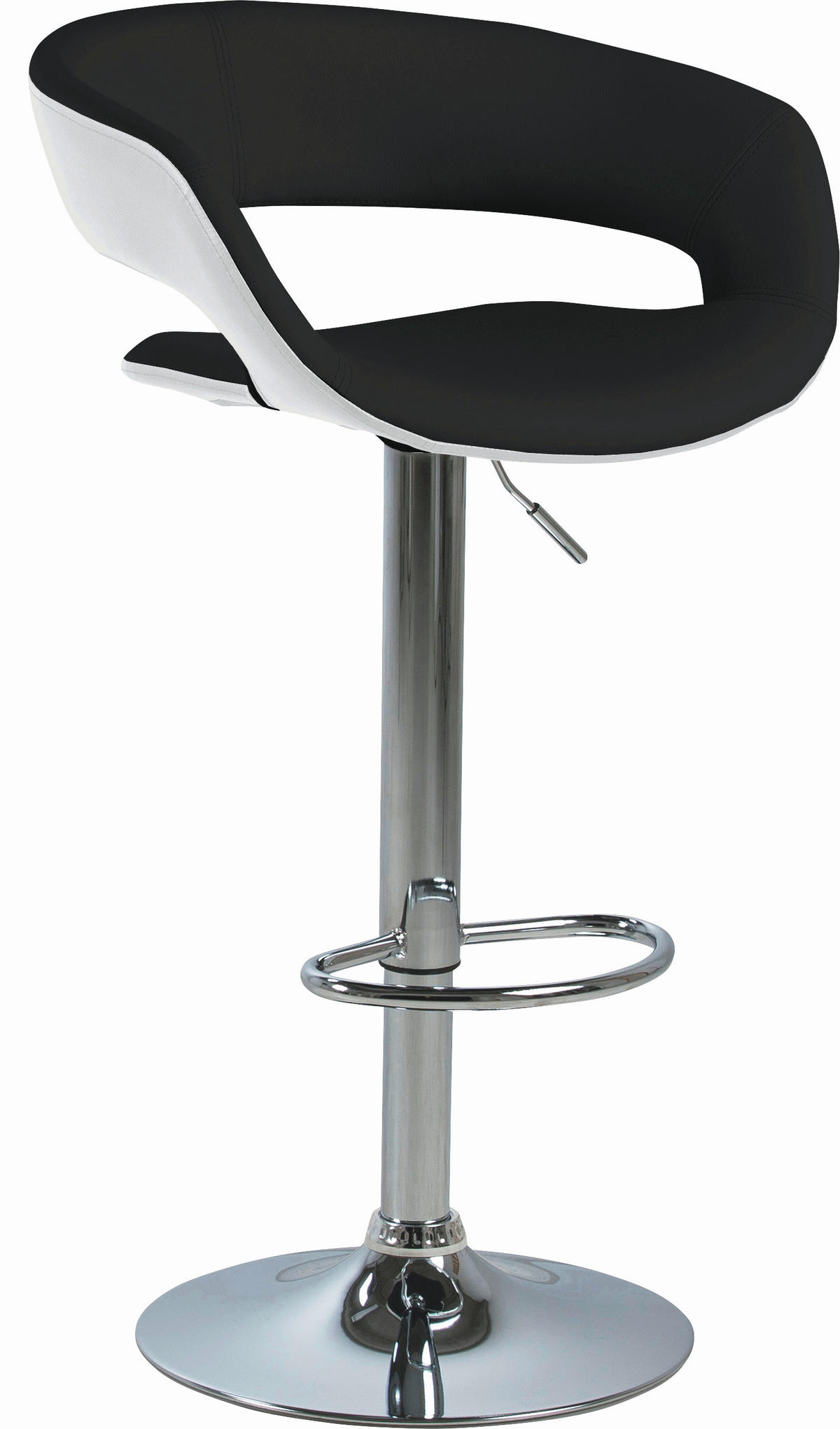 TABURET DE BAR in textil negru, alb  - alb/culoare crom, Design, metal/textil (54/83-104/49cm) - Carryhome