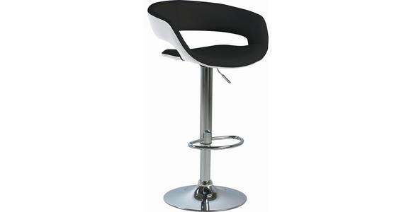 BARHOCKER Lederlook Schwarz, Weiß - Chromfarben/Schwarz, Design, Textil/Metall (54/83-104/49cm) - Carryhome