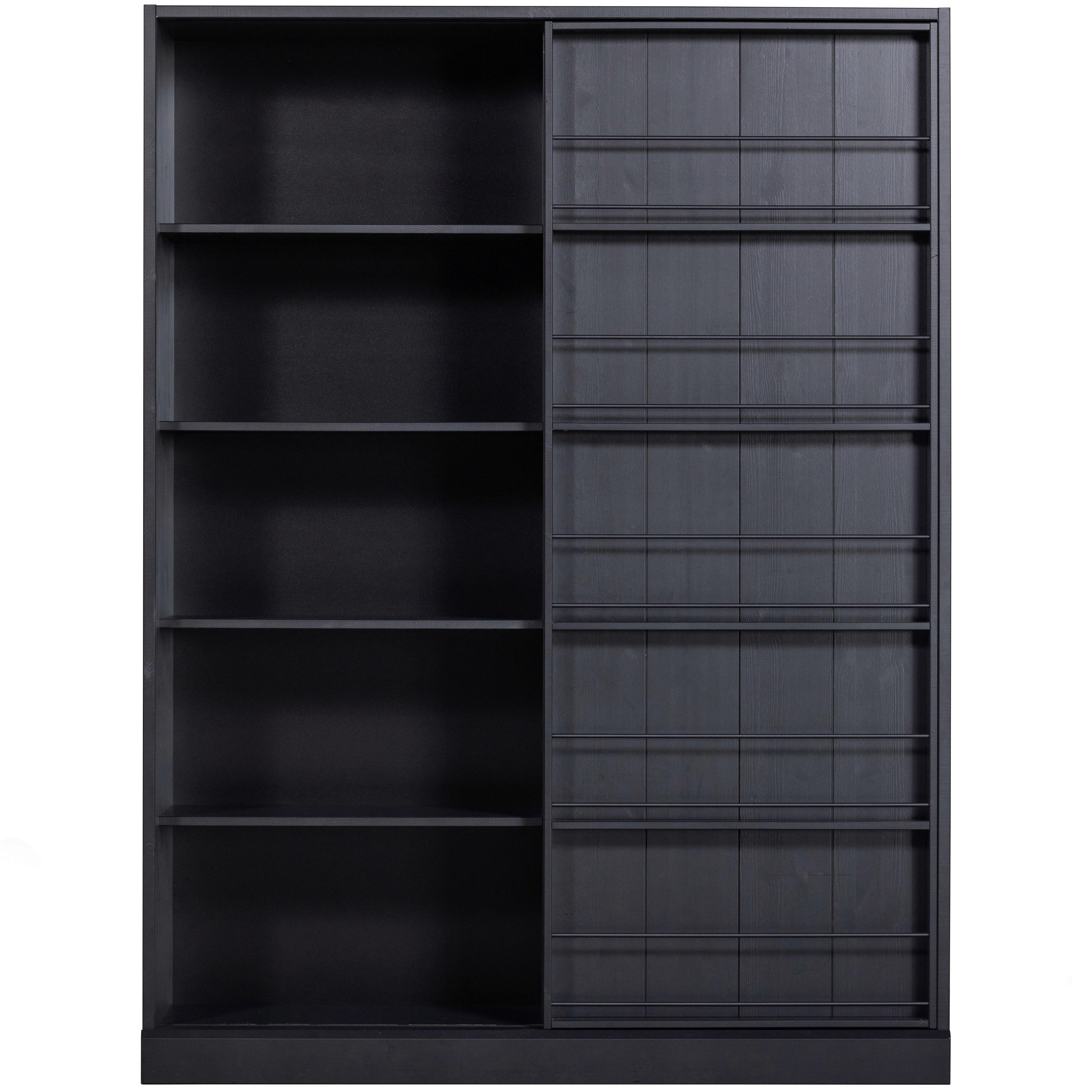VITRINE in massiv Kiefer Schwarz  - Schwarz, Design, Holz (150/200/46,5cm) - Livetastic