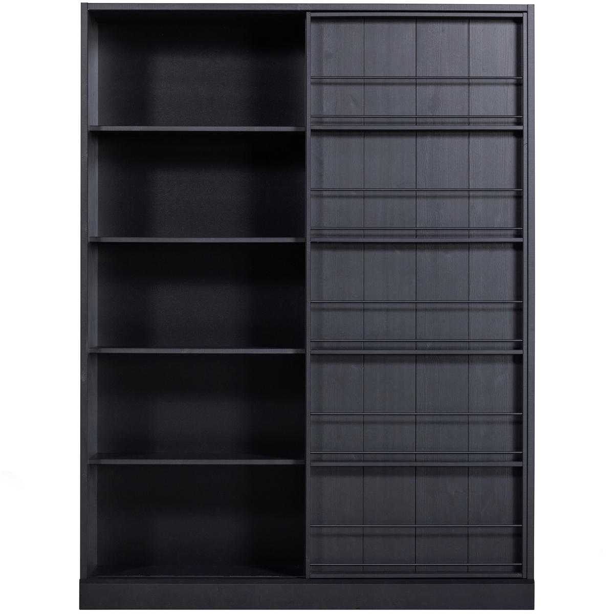 VITRINE in massiv Kiefer Schwarz  - Schwarz, Design, Holz (150/200/46,5cm) - Livetastic