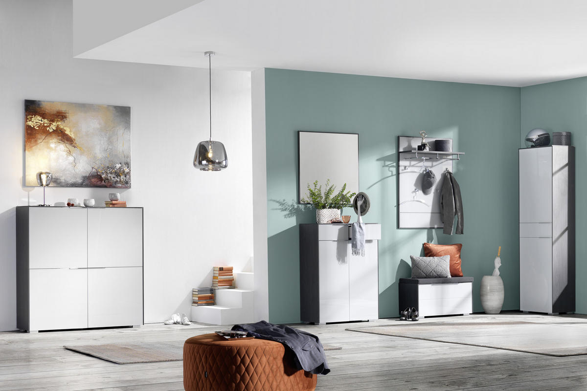 BANCĂ PENTRU HOL 80,8/38,7/37,3 cm  - gri deschis/gri închis, Design, plastic/sticlă (80,8/38,7/37,3cm) - Voleo