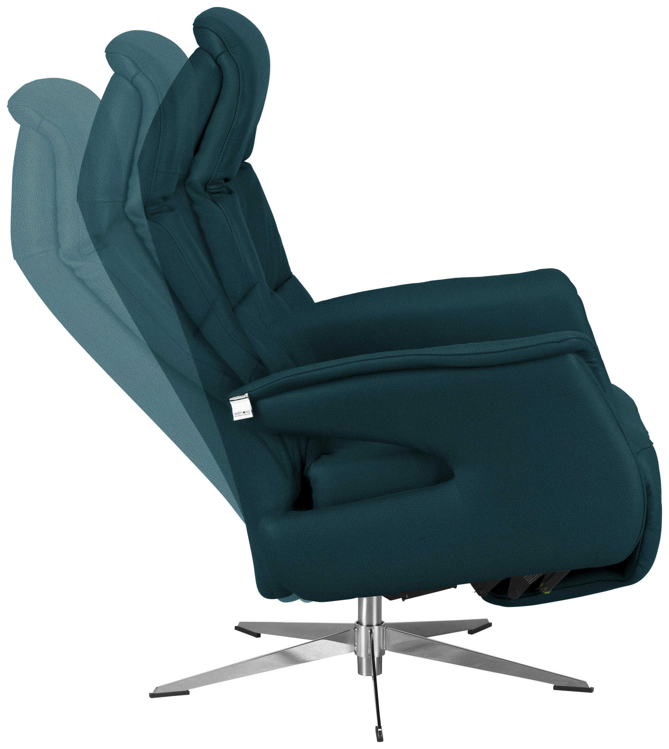 RELAXSESSEL Echtleder Relaxfunktion, Rücken echt    - Chromfarben/Blau, Design, Leder/Metall (74/108/86cm) - Welnova