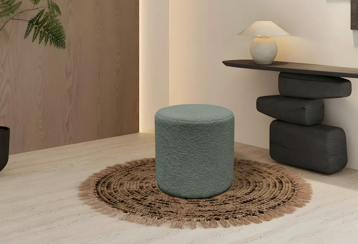 HOCKER Teddystoff Grün  - Weiß/Grün, Trend, Kunststoff/Textil (35/35/36cm) - Novel