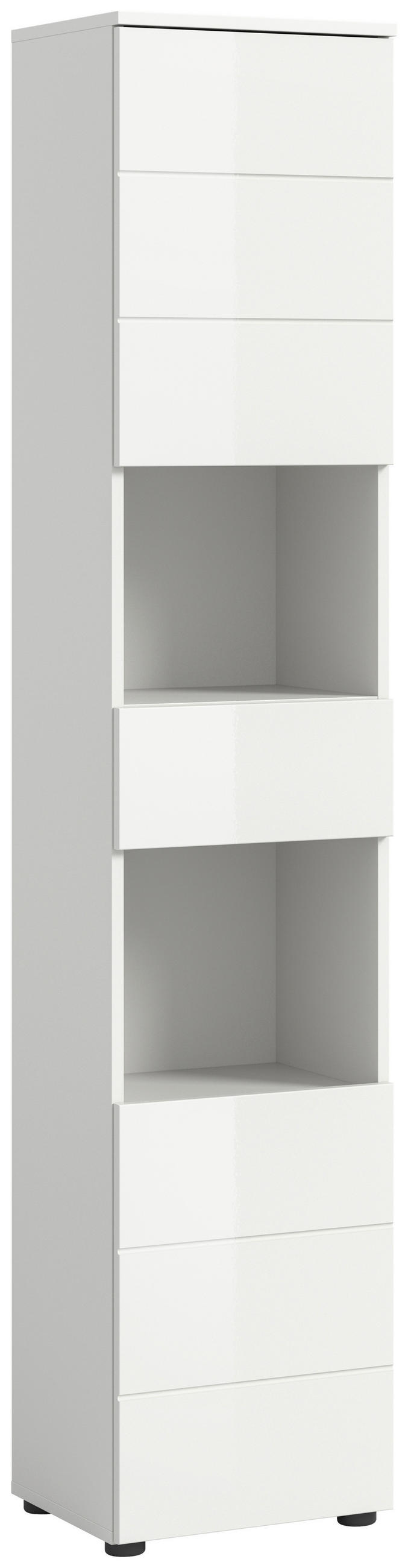 HOCHSCHRANK 38/190/34 cm  - Weiß Hochglanz/Schwarz, MODERN, Holzwerkstoff/Kunststoff (38/190/34cm) - MID.YOU