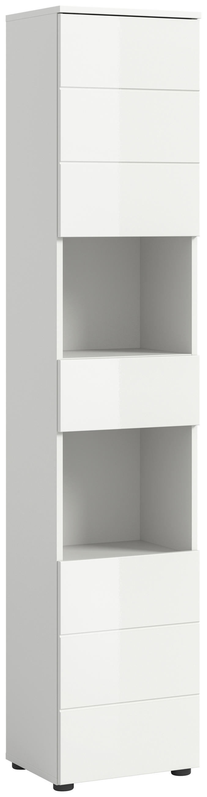 HOCHSCHRANK 38/190/34 cm  - Weiß Hochglanz/Schwarz, MODERN, Holzwerkstoff/Kunststoff (38/190/34cm) - MID.YOU