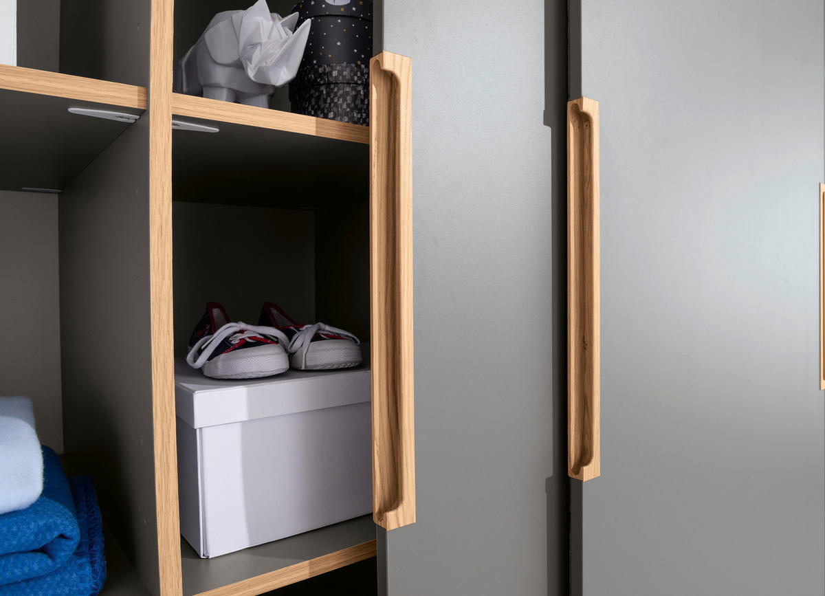  SCHIEBETÜRENSCHRANK 164/200/62 cm 2-türig  - Eichefarben/Grau, Design, Holz/Holzwerkstoff (164/200/62cm) - Paidi