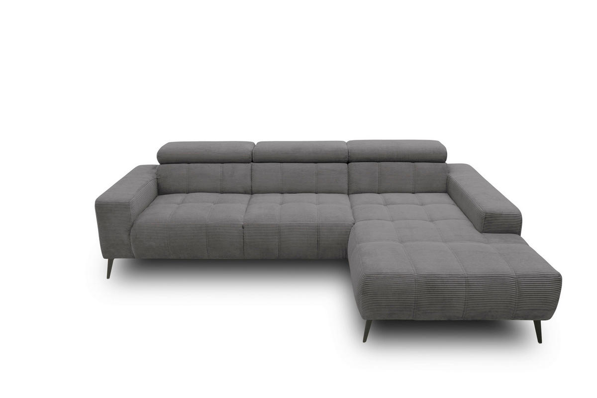 ECKSOFA TRENTO Grau Mikrofaser  - Dunkelgrau/Schwarz, MODERN, Textil/Metall (287/175cm) - MID.YOU