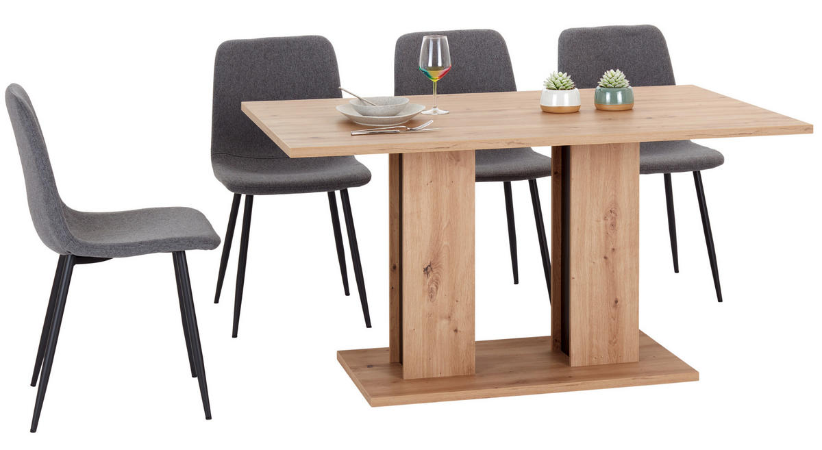 ESSTISCH rechteckig Eiche Artisan  - Schwarz/Eiche Artisan, KONVENTIONELL, Holzwerkstoff (138/74/90cm) - home24