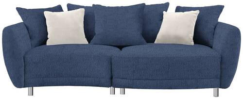 BIGSOFA Chenille Dunkelblau  - Silberfarben/Dunkelblau, Design, Kunststoff/Textil (243/72/143cm) - Carryhome