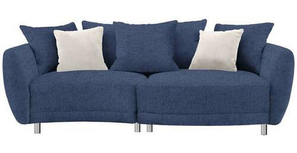 BIGSOFA in Chenille Dunkelblau  - Silberfarben/Dunkelblau, Design, Kunststoff/Textil (243/72/143cm) - Carryhome