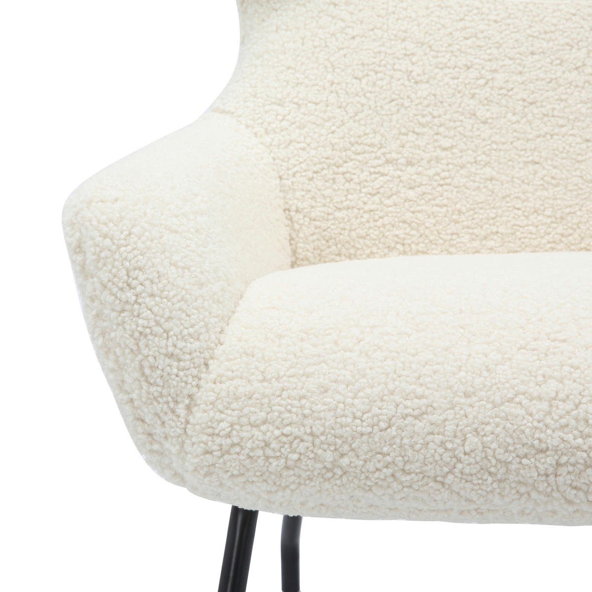 SESSELSET in Teddystoff Beige  - Beige/Schwarz, MODERN, Textil/Metall (79/103/82cm) - Livetastic
