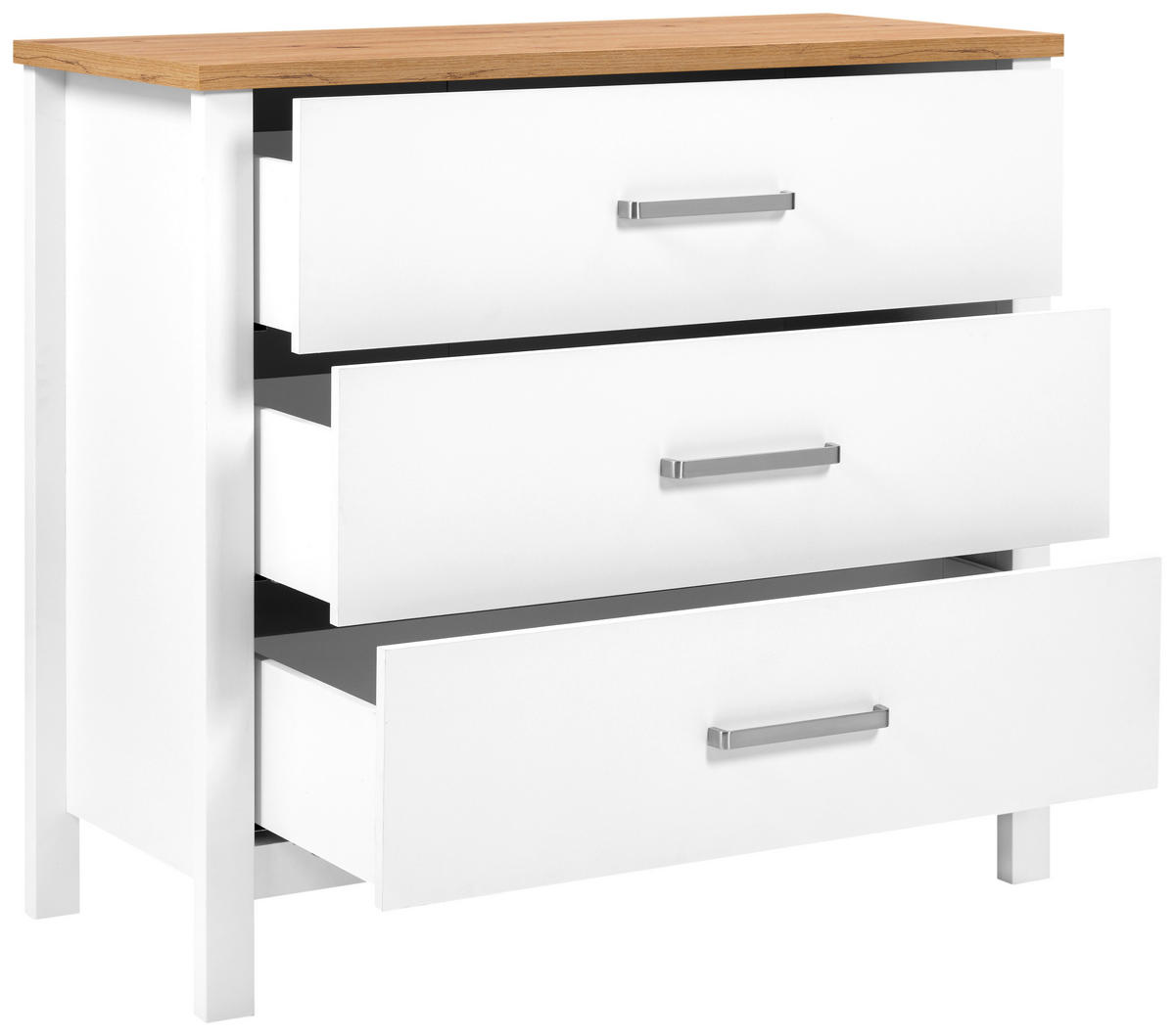 KOMODA   103/92/45 cm   bijela, hrast Artisan  - bijela/srebrne boje, Romantično / ladanjski, drvni materijal/metal (103/92/45cm)