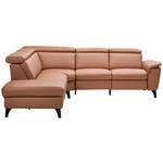 ECKSOFA in Echtleder Braun  239/271 cm  - Schwarz/Braun, Design, Leder/Metall (239/271cm) - Cantus