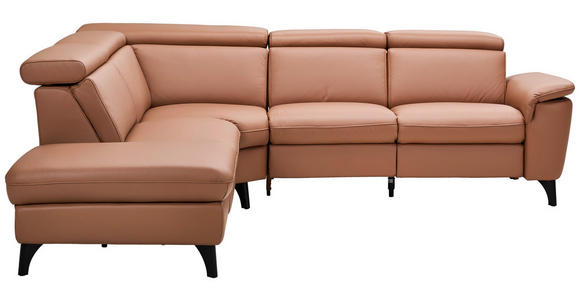 ECKSOFA in Echtleder Braun  239/271 cm  - Schwarz/Braun, Design, Leder/Metall (239/271cm) - Cantus