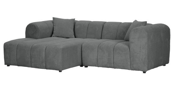 ECKSOFA Dunkelgrau Cord Zierkissen, Rücken echt  - Dunkelgrau/Schwarz, KONVENTIONELL, Kunststoff/Textil (162/250cm) - Carryhome