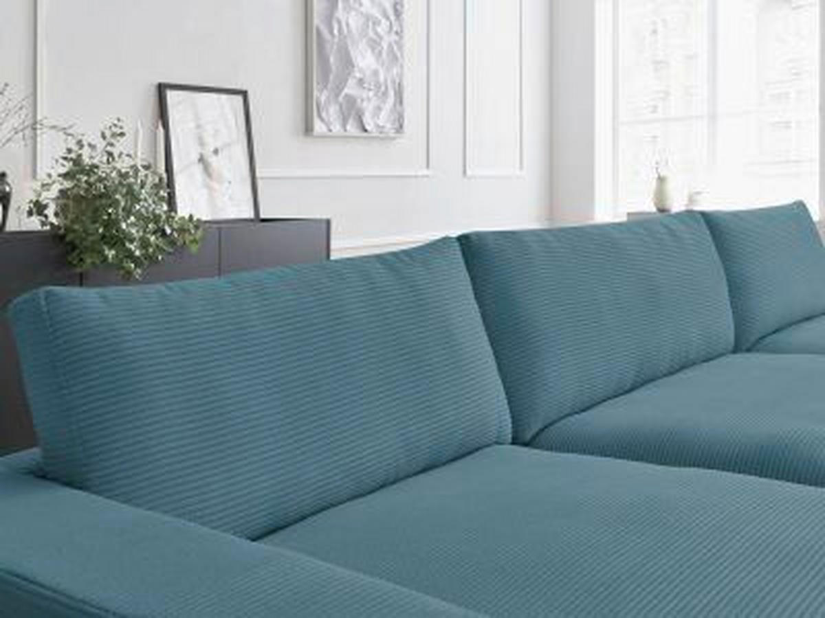 WOHNLANDSCHAFT LEONARD Hellblau Cord  - Schwarz/Hellblau, MODERN, Kunststoff/Textil (159/404/159cm)
