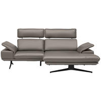 ECKSOFA Echtleder Graubraun  - Graubraun/Beige, Design, Leder/Metall (239/150cm) - Koinor