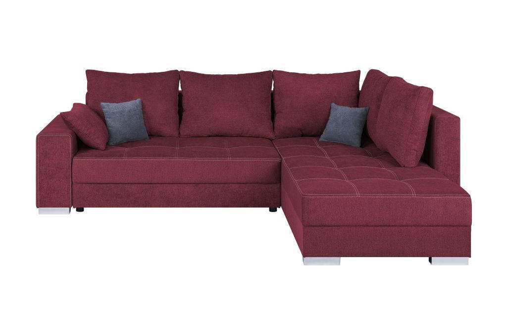 ECKSOFA Beere Webstoff  - Chromfarben/Beere, Design, Kunststoff/Textil (260/218cm) - P & B