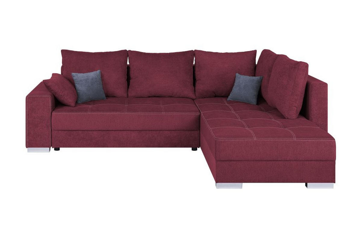 ECKSOFA Beere Webstoff  - Chromfarben/Beere, Design, Kunststoff/Textil (260/218cm) - P & B