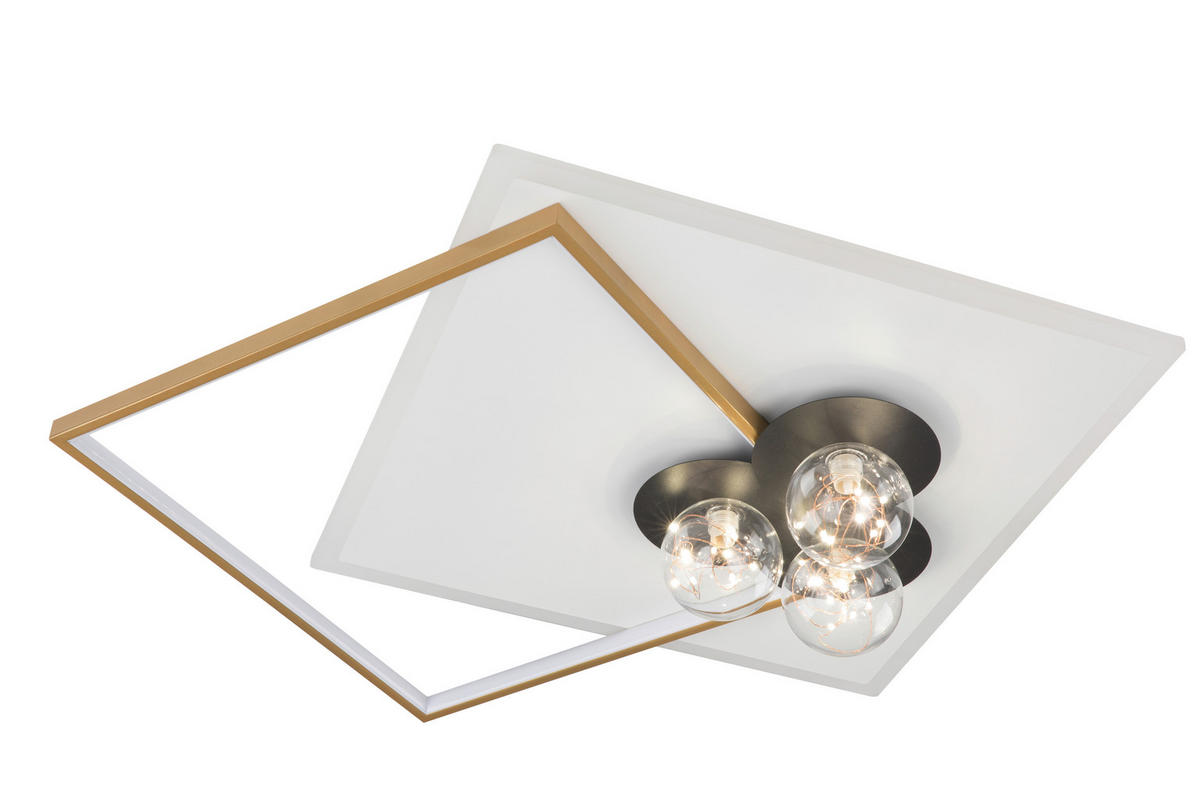 STROPNÉ LED SVIETIDLO, 80/73/15,5 cm - priehľadné/biela, Trend, kov/plast (80/73/15,5cm) - Ambiente