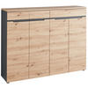SCHUHSCHRANK Eiche Artisan, Graphitfarben  - Schwarz/Graphitfarben, Design, Holzwerkstoff/Kunststoff (160/124/38cm) - Voleo