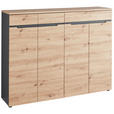 SCHUHSCHRANK 160/124/38 cm  - Schwarz/Graphitfarben, Design, Holzwerkstoff/Kunststoff (160/124/38cm) - Voleo