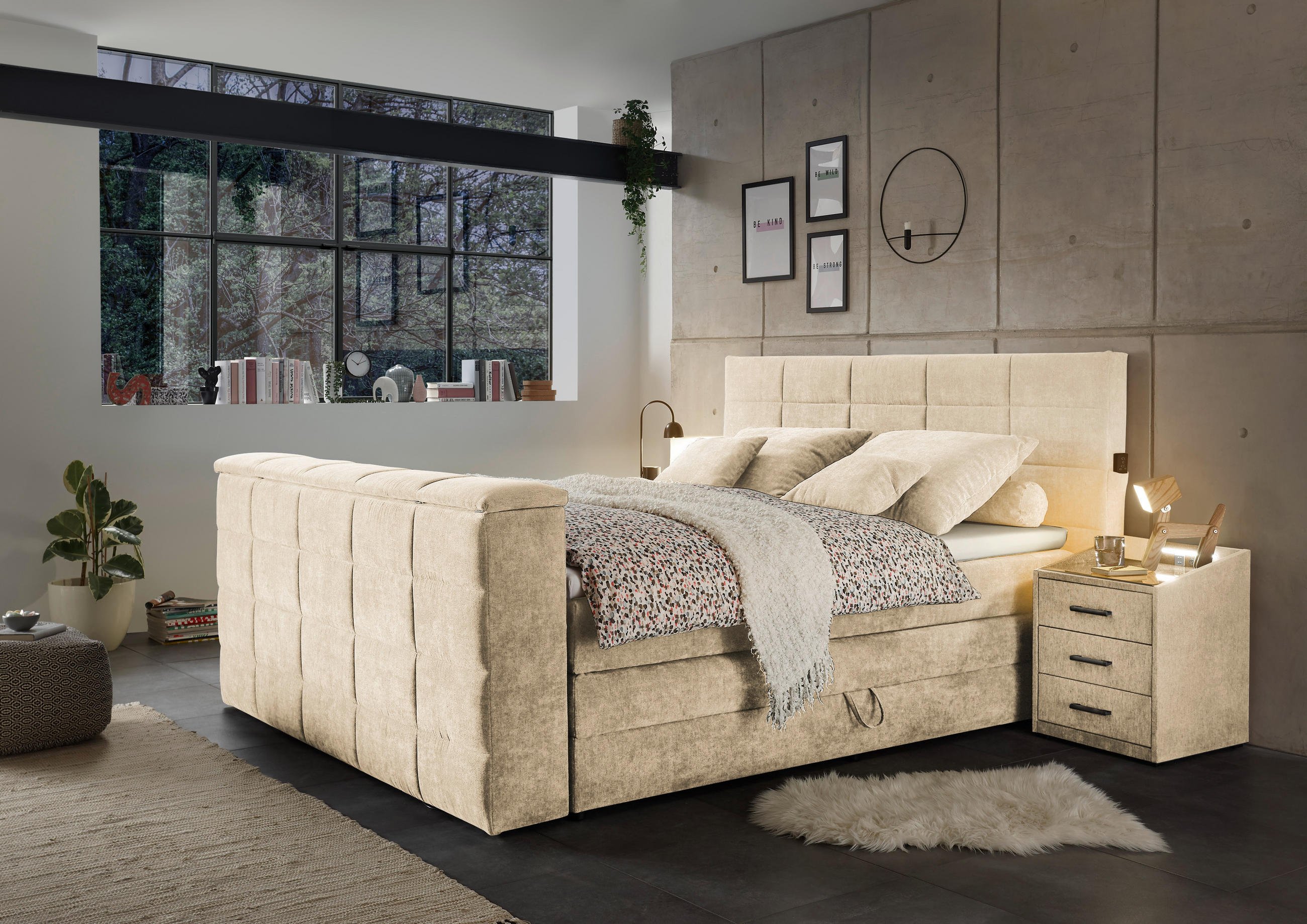 BOXSPRINGBETT 180/200 cm  in Sandfarben  - Sandfarben, KONVENTIONELL, Textil (180/200cm) - Carryhome