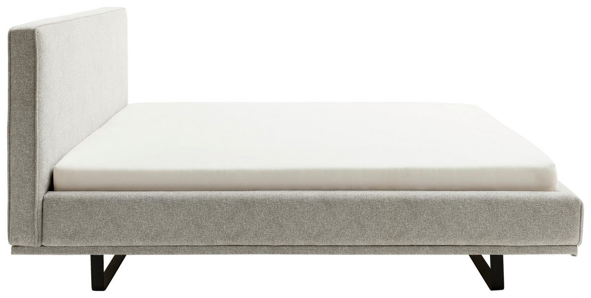 POLSTERBETT Matratze, Lattenrost Hellgrau 180/200 cm  - Birkefarben/Buchefarben, Design, Holz/Textil (180/200cm) - Schöner Wohnen