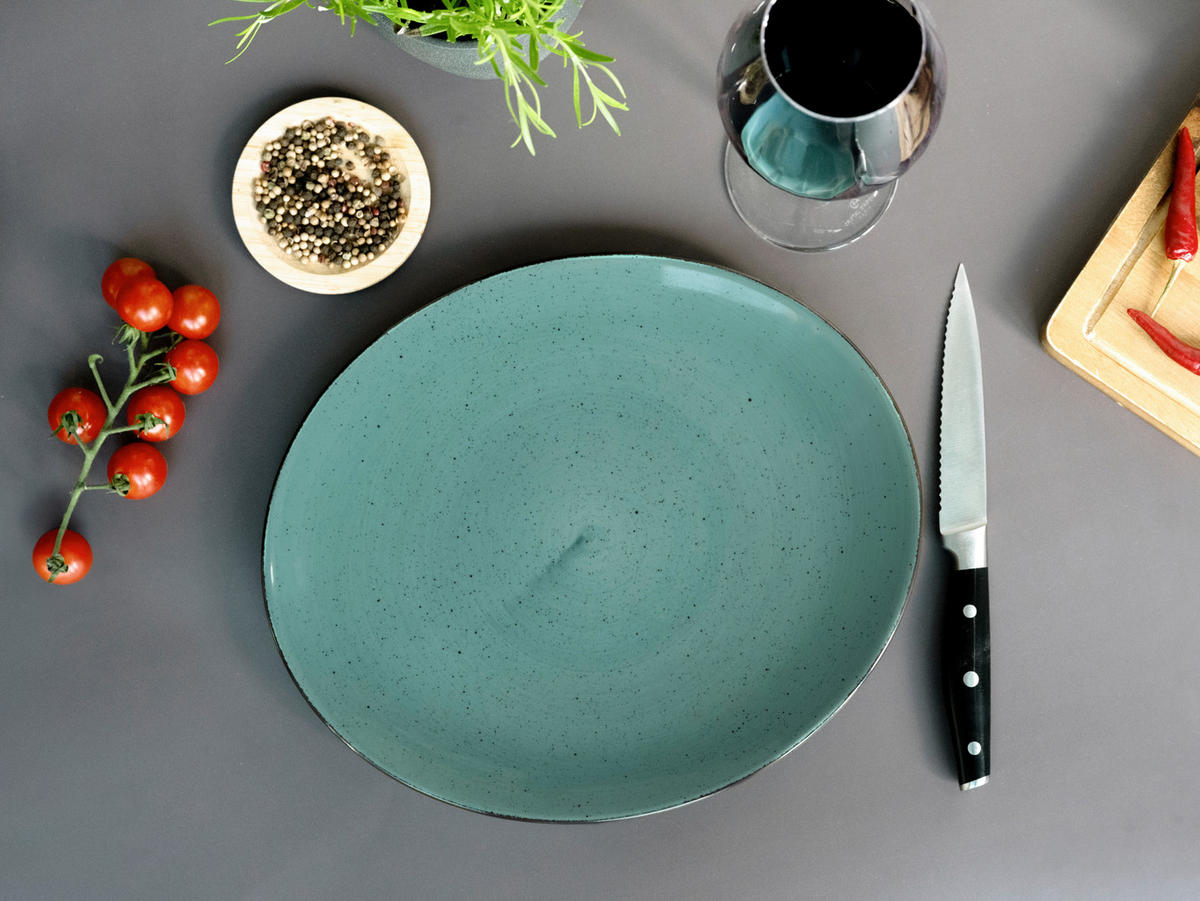 STEAKTELLERSET Vintage Nature Grün 4-teilig  - Grün, Basics, Keramik - Creatable