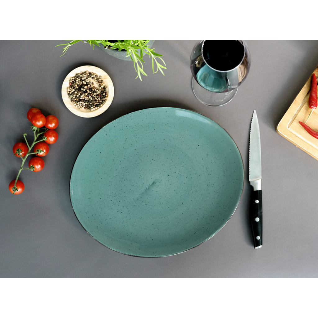 Thumbnail - Creatable Steaktellerset Vintage Nature Grün, Grün, Keramik, 4-teilig, oval, stapelbar, Essen & Trinken, Geschirr, Gesch...