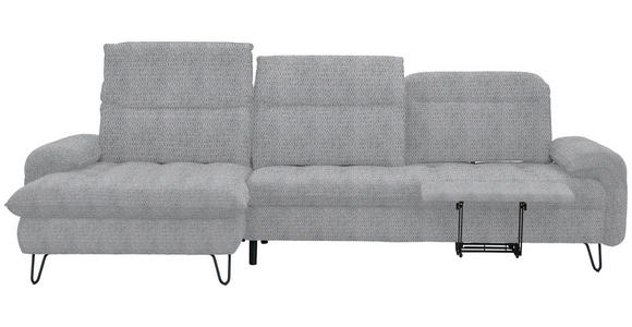 ECKSOFA in Chenille Grau  - Schwarz/Grau, LIFESTYLE, Textil/Metall (180/310cm) - Valnatura