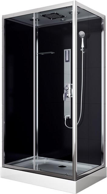 DUSCHKABINE  in Schwarz, Chromfarben  - Chromfarben/Schwarz, MODERN, Glas/Metall (120/80/210cm)