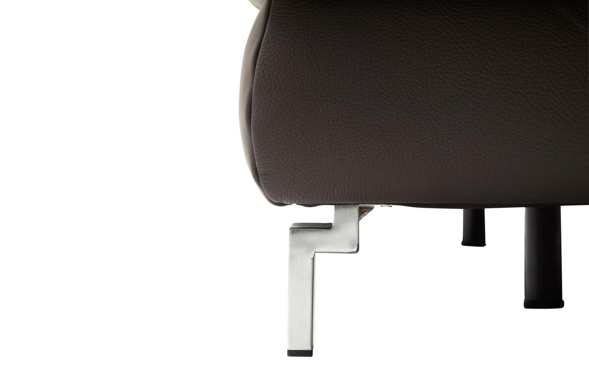 ECKSOFA in Echtleder Dunkelbraun  - Chromfarben/Dunkelbraun, Design, Leder/Metall (271/200cm) - Pure Home Lifestyle