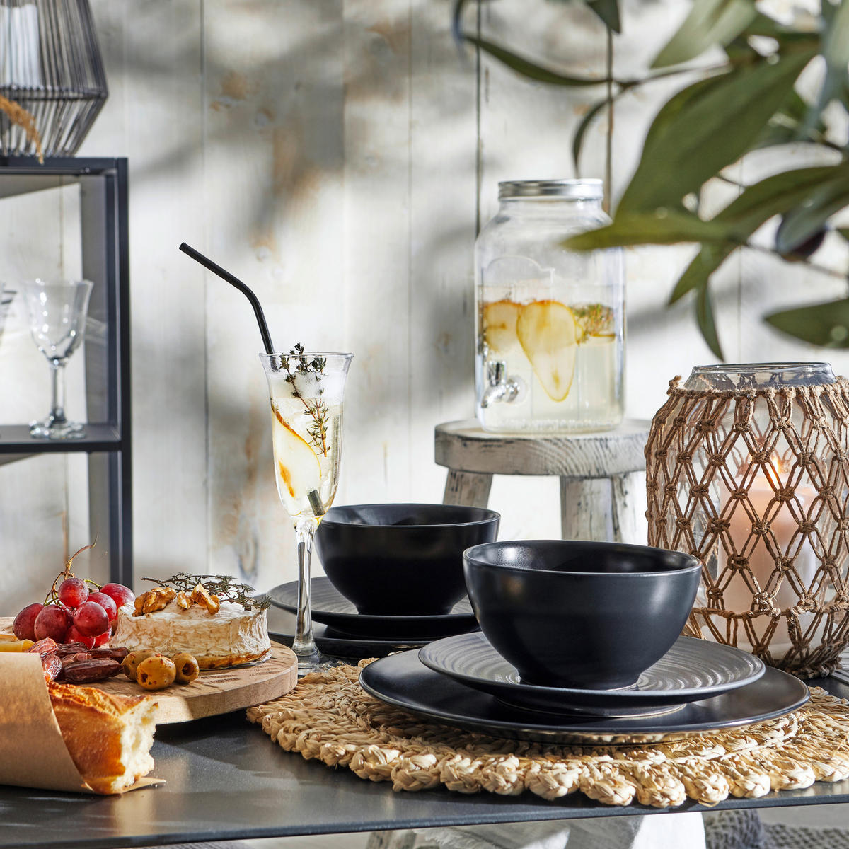KOMBISERVICE Schwarz Soft Touch black 20-teilig  - Schwarz, Design, Keramik (39,5/43/37cm) - Creatable