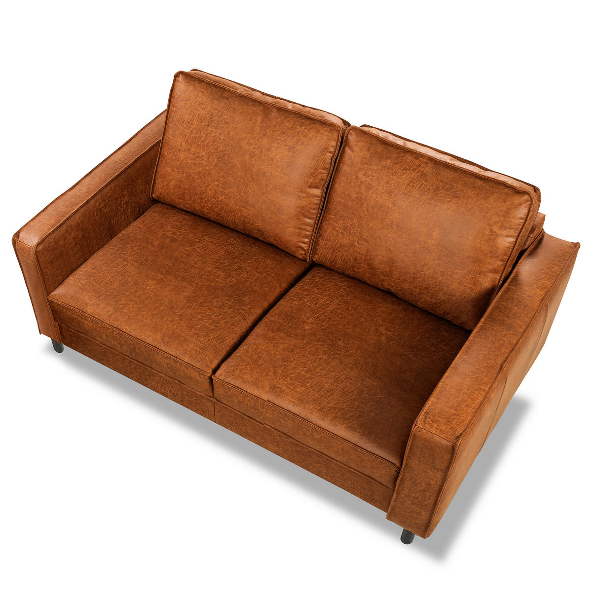 2-SITZER-SOFA Cognac Echtleder Lederlook  - Cognac, Design, Leder/Textil (148/85/92cm) - Livetastic