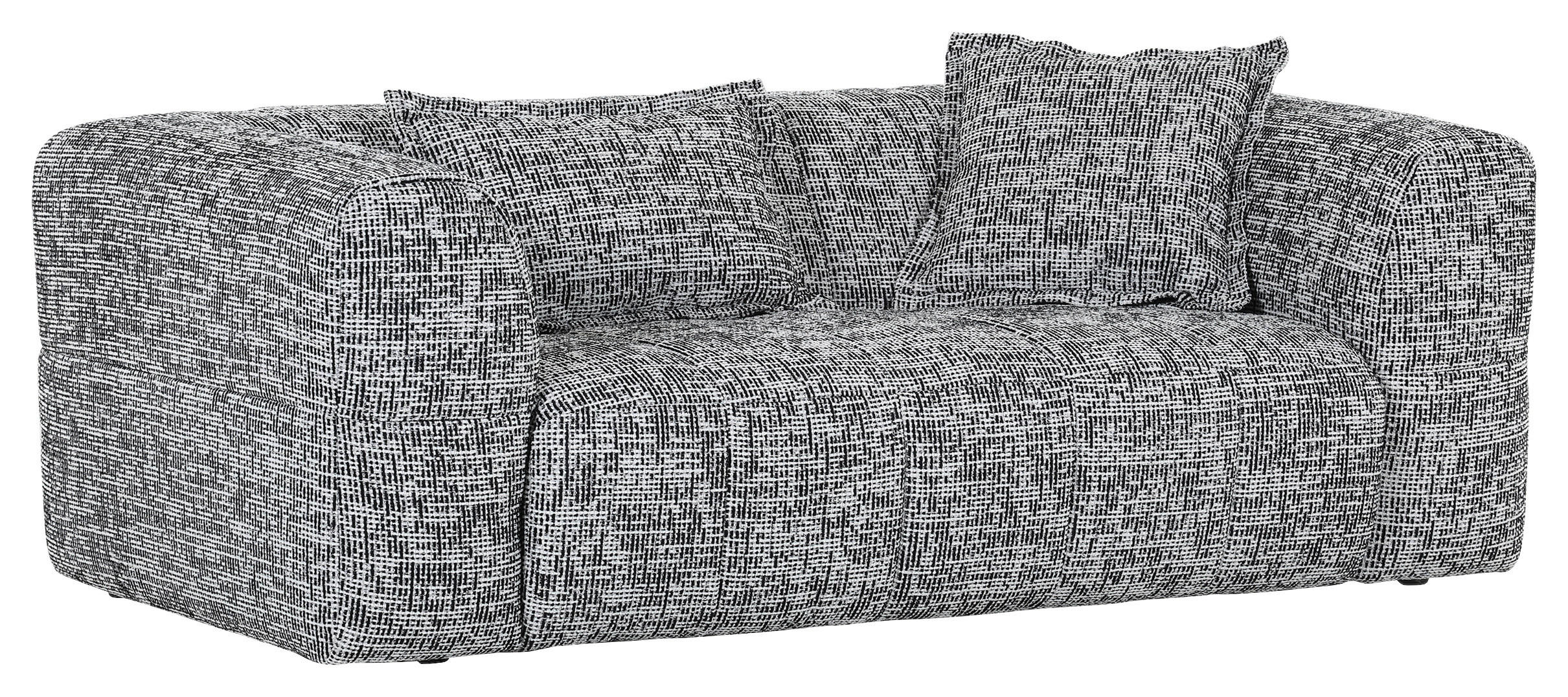 3-SITZER-SOFA in Chenille Grau, Schwarz, Weiß  - Schwarz/Weiß, Design, Kunststoff/Textil (205/70/109cm)