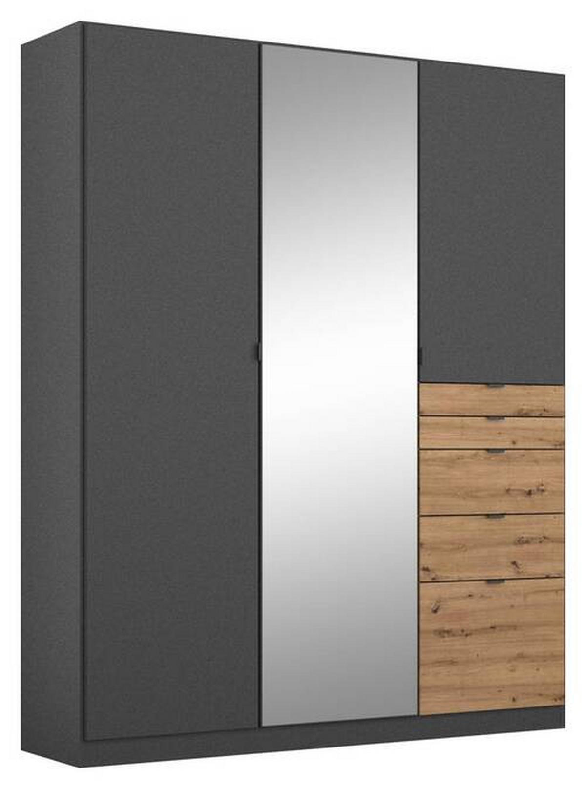 DREHTÜRENSCHRANK in Eichefarben, Dunkelgrau  - Eichefarben/Dunkelgrau, Modern, Holzwerkstoff (136/197/54cm) - Rauch Möbel